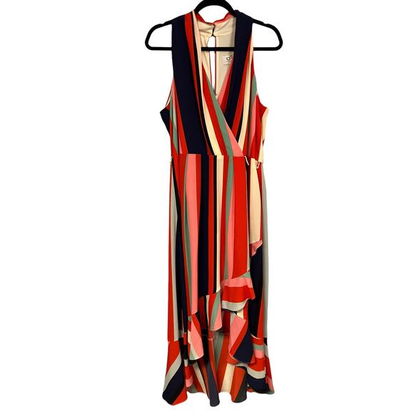 DR Collection by Donna Ricco Sleevless Multicolor Striped Midi Dress Size 16 - Picture 1 of 7